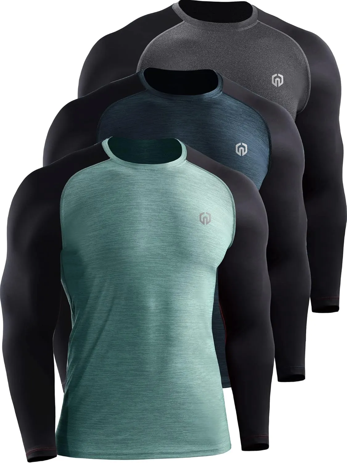 NELEUS Men's Dry Fit Long Sleeve Athletic Running Shirts