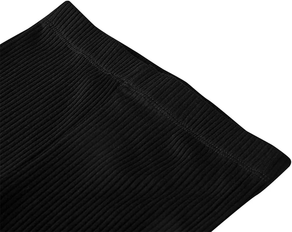 Noomelfish Girls Basic Ribbed Leggings Kids Cotton Kint Footless Full Length Tights Pants (2-14 Years)