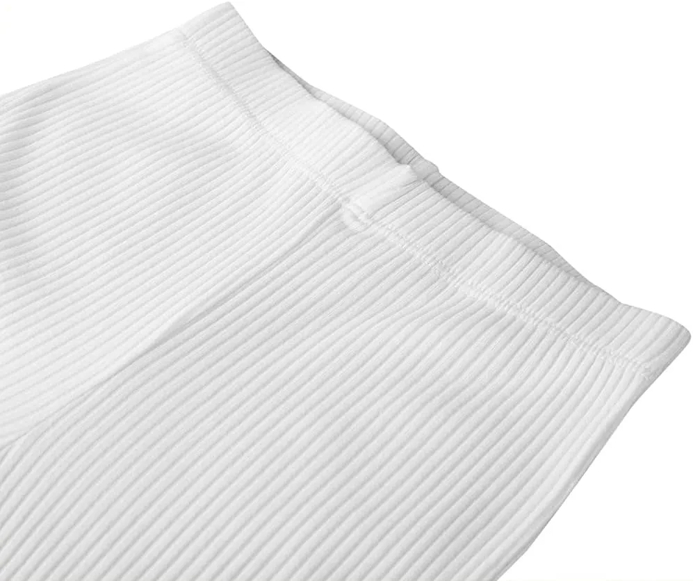 Noomelfish Girls Basic Ribbed Leggings Kids Cotton Kint Footless Full Length Tights Pants (2-14 Years)