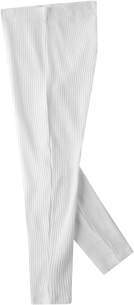 Noomelfish Girls Basic Ribbed Leggings Kids Cotton Kint Footless Full Length Tights Pants (2-14 Years)