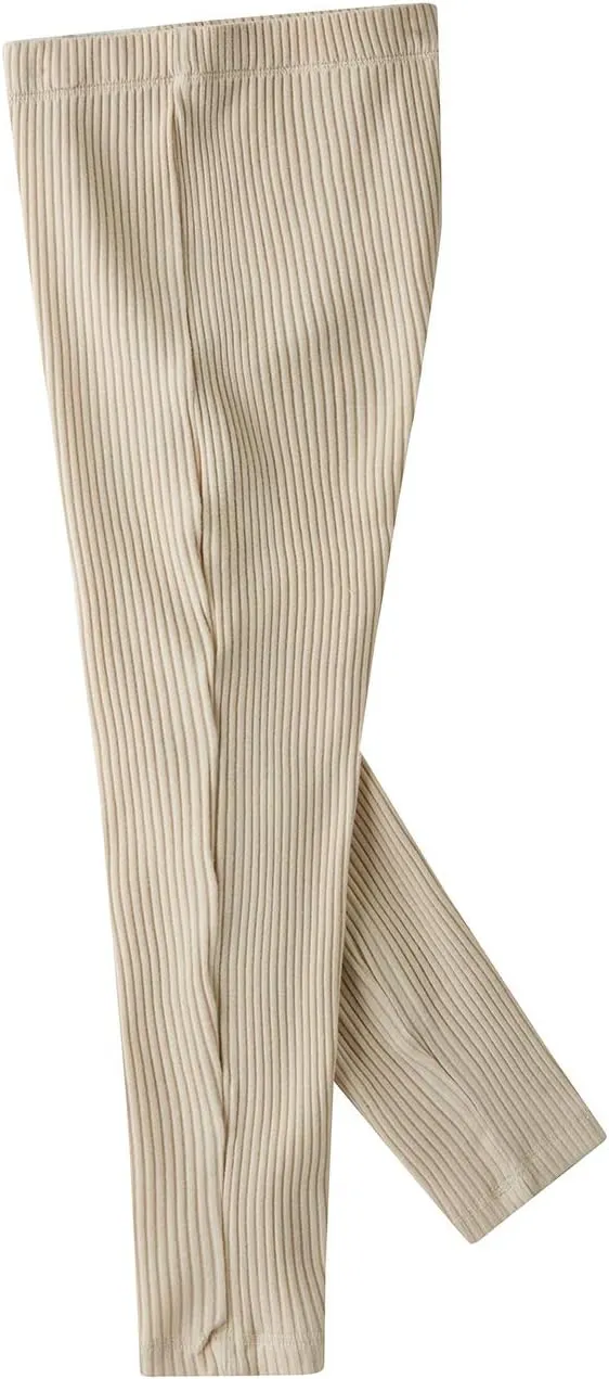 Noomelfish Girls Basic Ribbed Leggings Kids Cotton Kint Footless Full Length Tights Pants (2-14 Years)