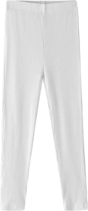 Noomelfish Girls Basic Ribbed Leggings Kids Cotton Kint Footless Full Length Tights Pants (2-14 Years)