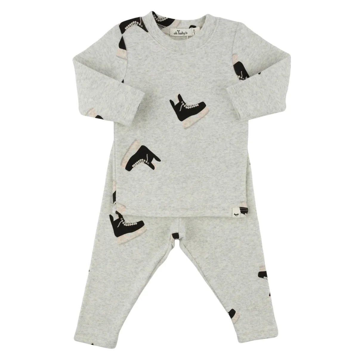 Oh Baby Hockey Terry Applique in Heather Gray
