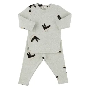 Oh Baby Hockey Terry Applique in Heather Gray