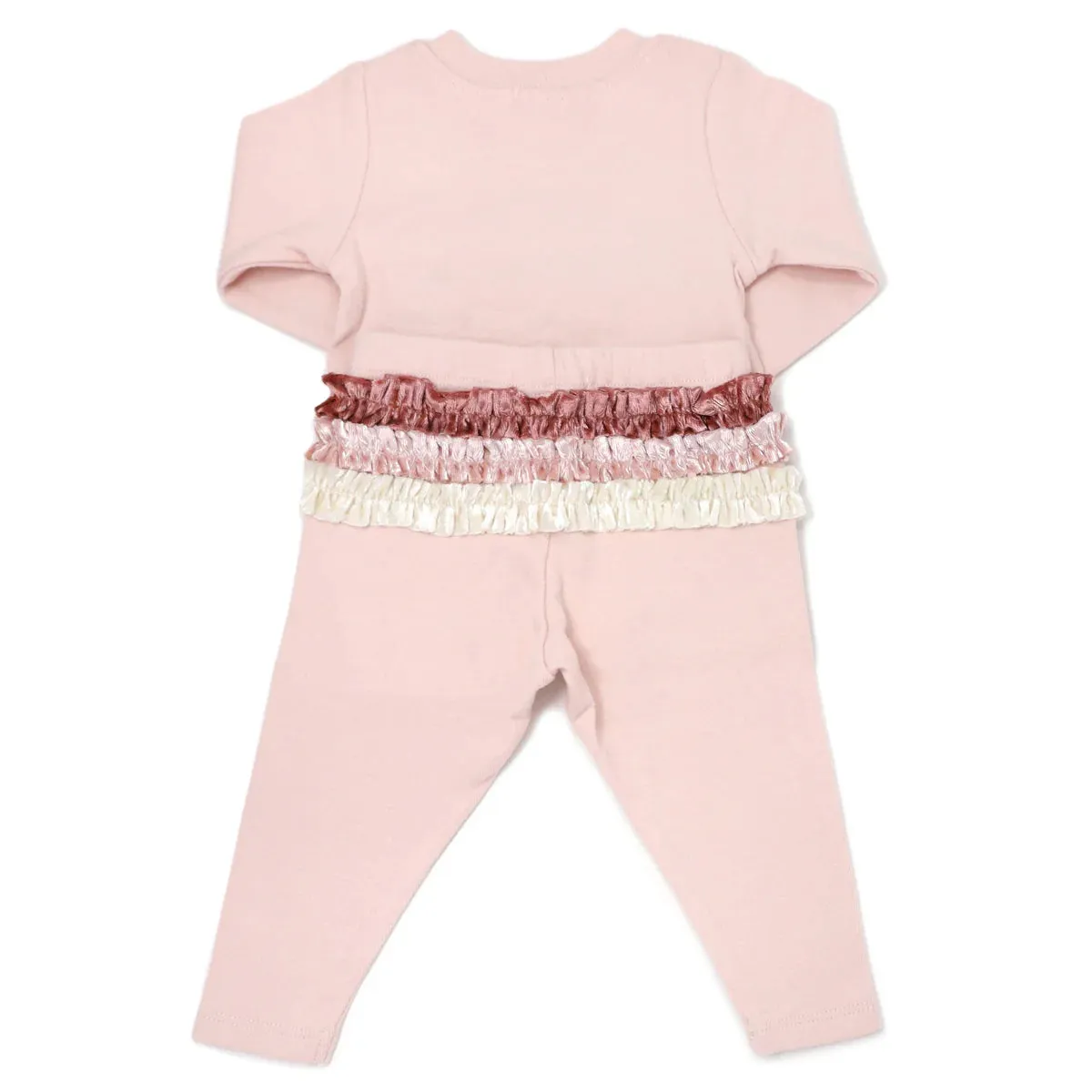 Oh Baby Velvet Rainbow L/S 2 Piece in Pale Pink