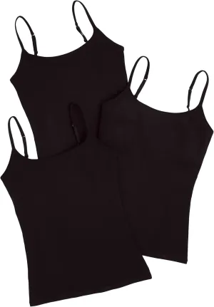 Pact Organic Cotton Shelf Bra Camisole for Women  Pack of 3  95% Cotton  5% Elastane  Scoop Neckline Camisole 3-Pack Black SM One Size