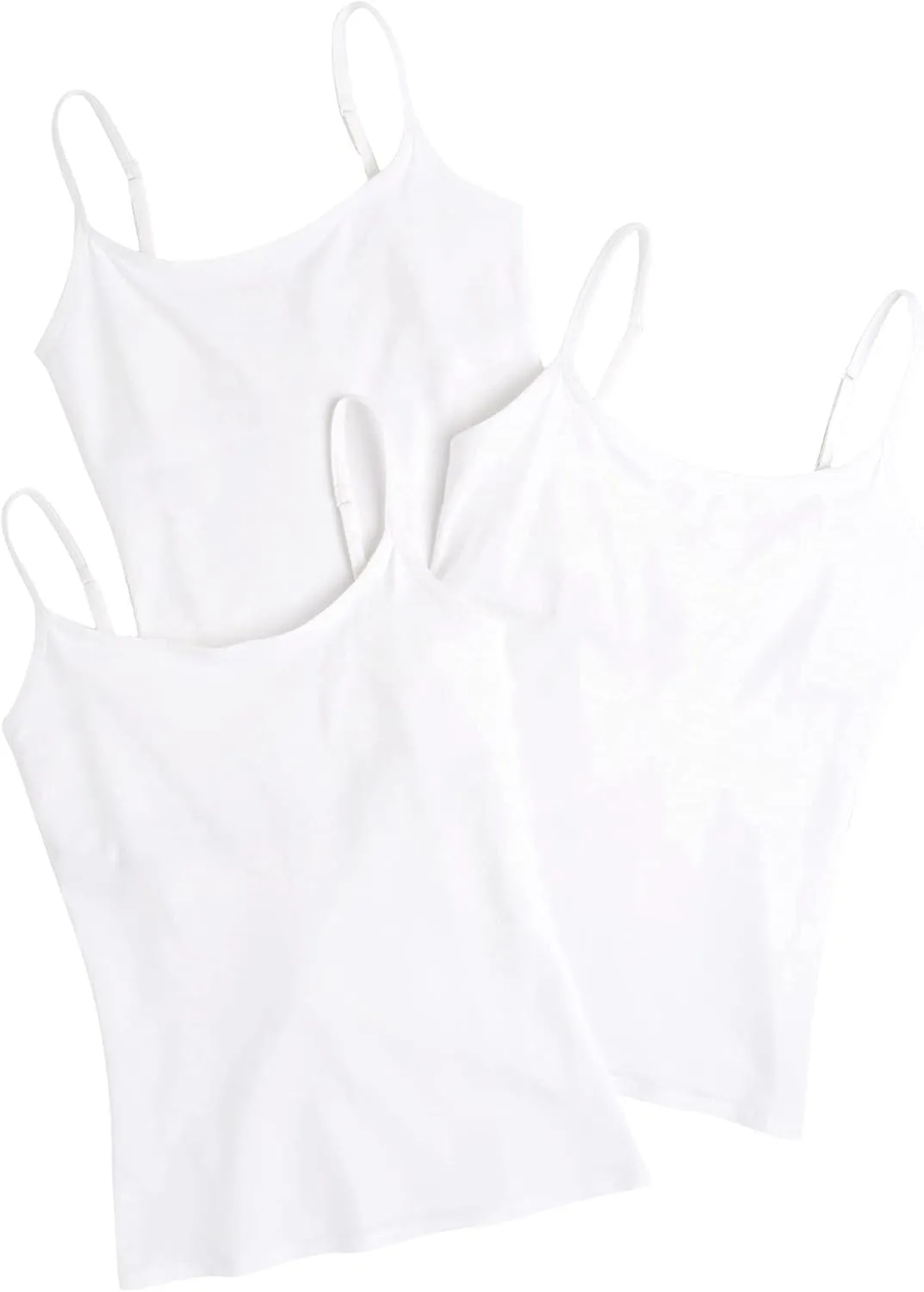 Pact Organic Cotton Shelf Bra Camisole for Women  Pack of 3  95% Cotton  5% Elastane  Scoop Neckline Camisole 3-Pack White LG One Size