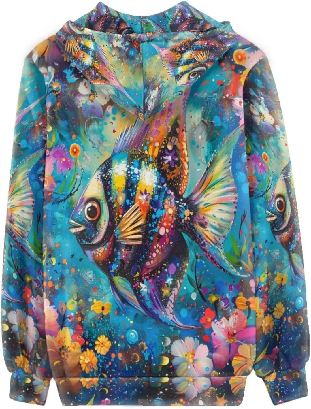 PinUp Angel Full Zip Up Hoodie Women Goth Sweatshirt Long Sleeve Art Animal Oil Painting Graphic Jacket Streetwear