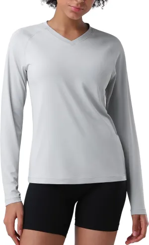 Pioneer Camp Women's UV Sun Protection SPF Shirt V Neck UPF 50  Long Sleeve Workout Tops Quick Dry Rash Guard Hiking Running