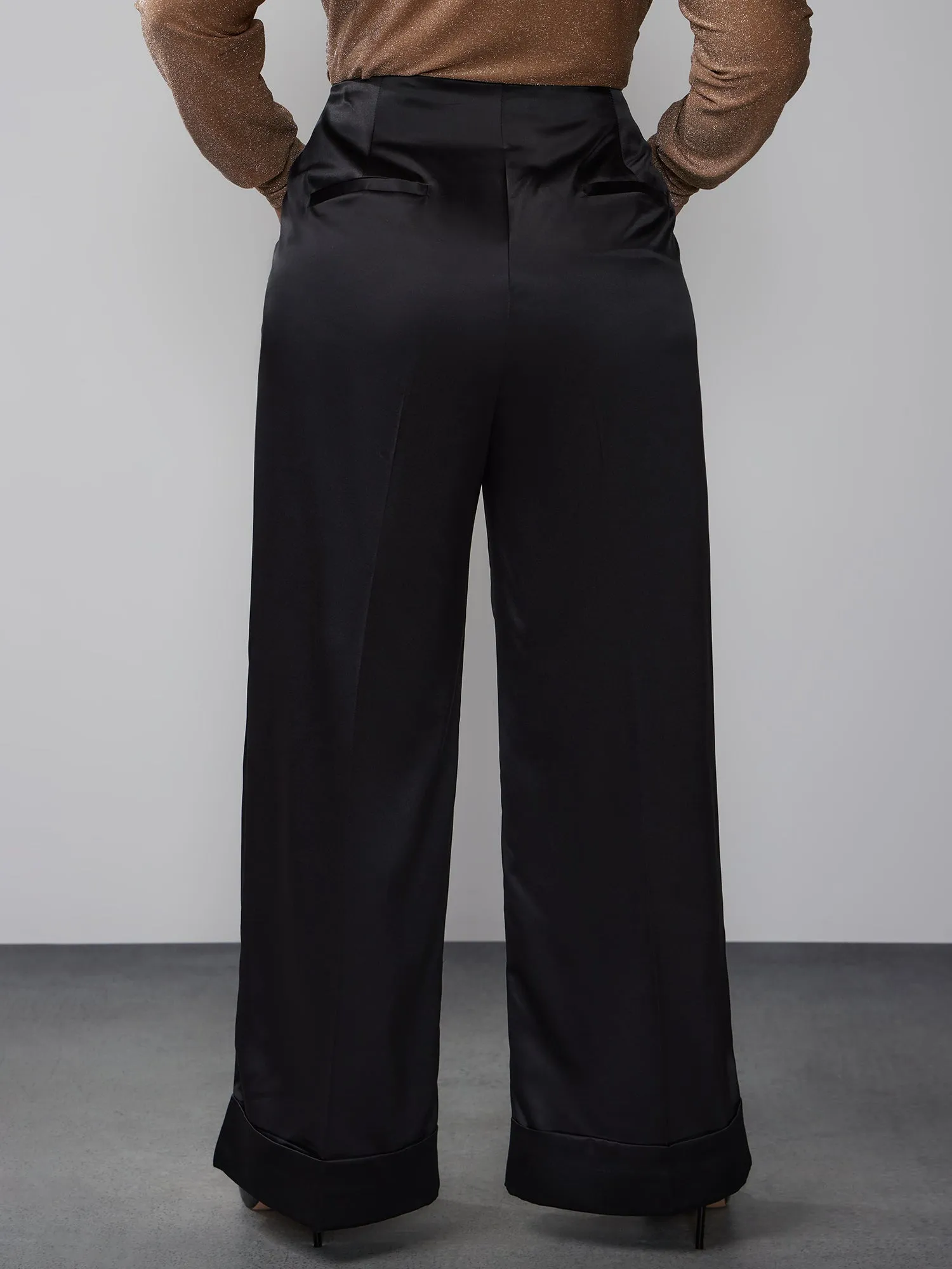 Plus Wide Leg Satin Pant