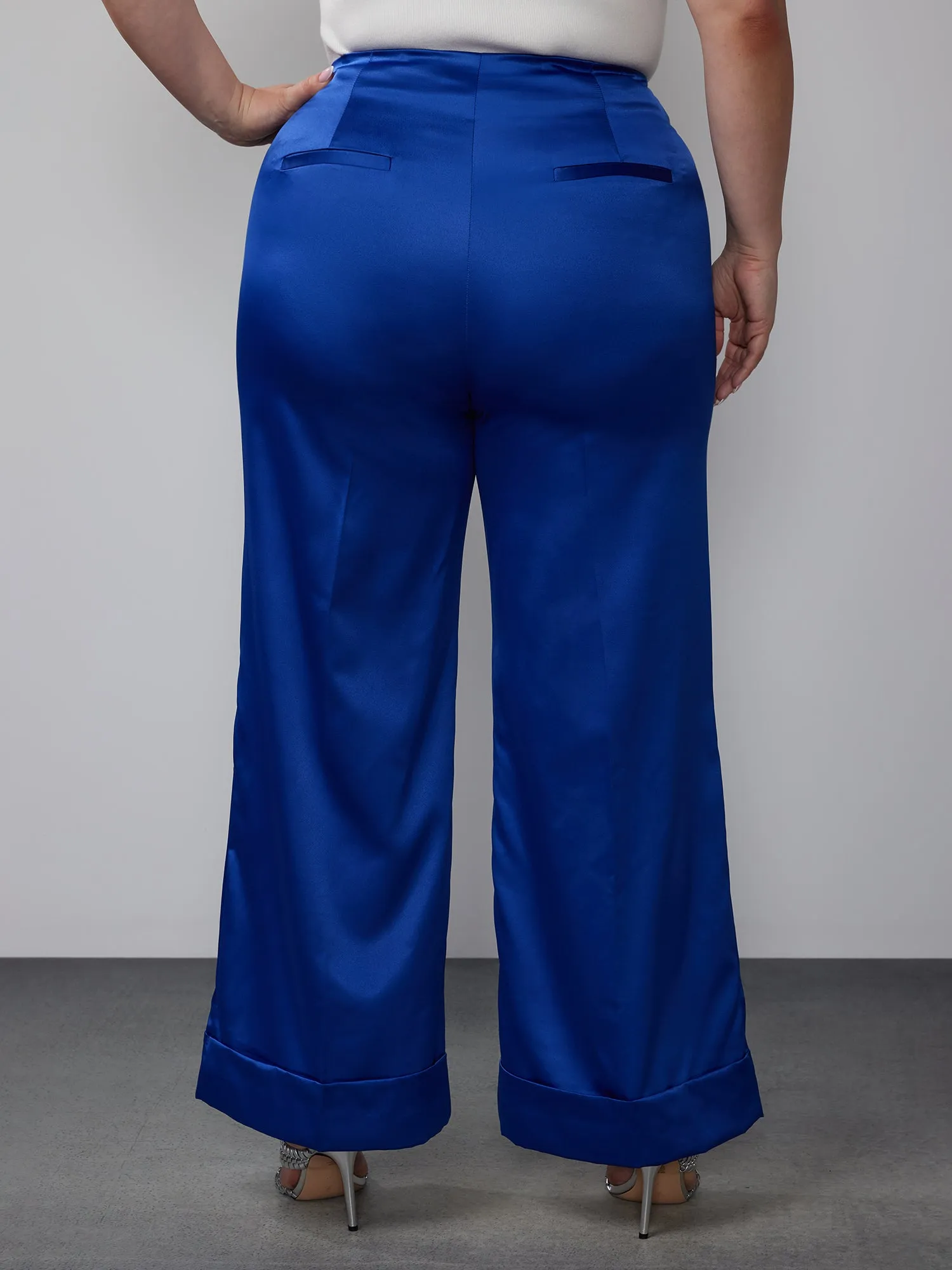 Plus Wide Leg Satin Pant