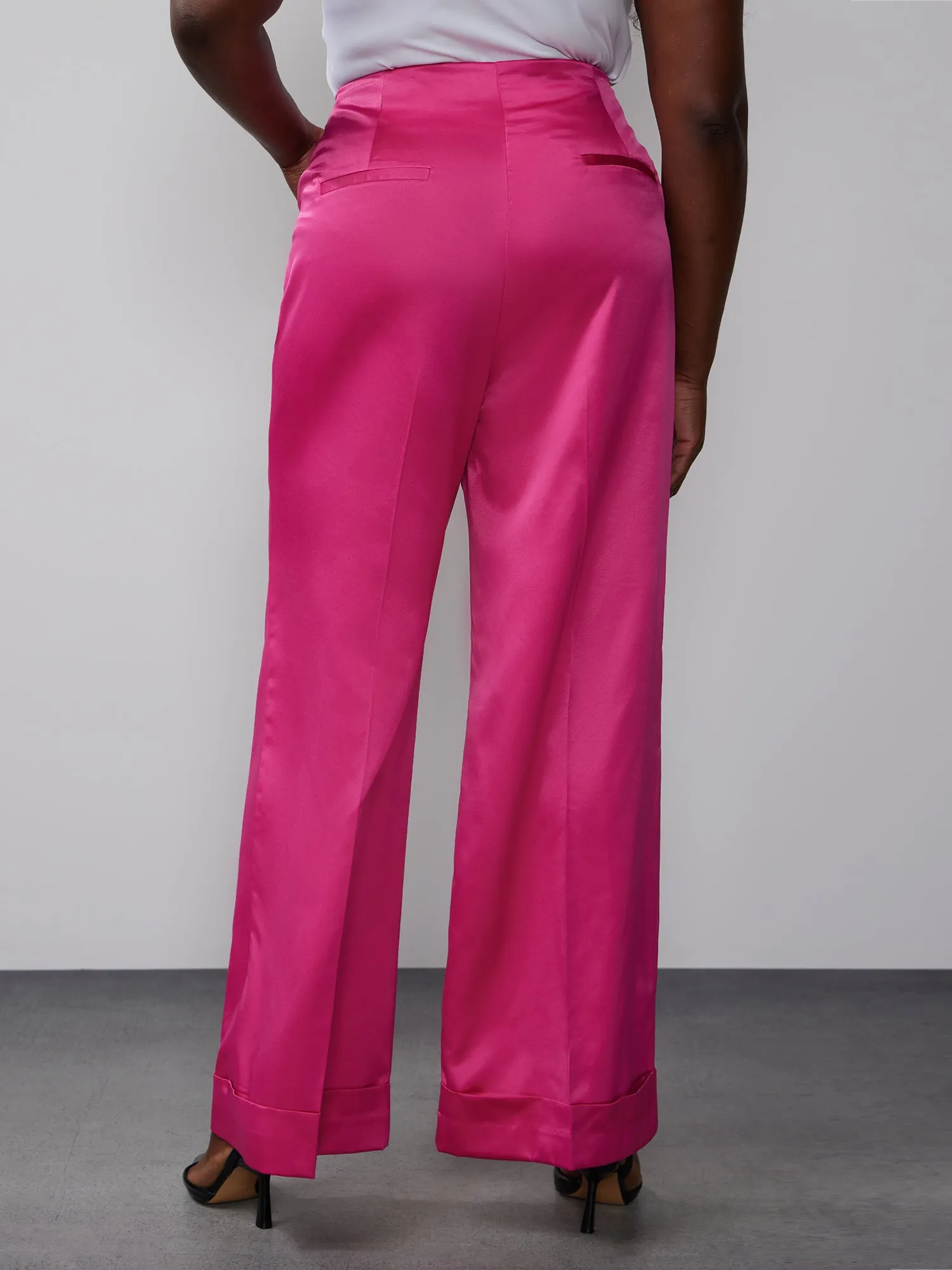 Plus Wide Leg Satin Pant