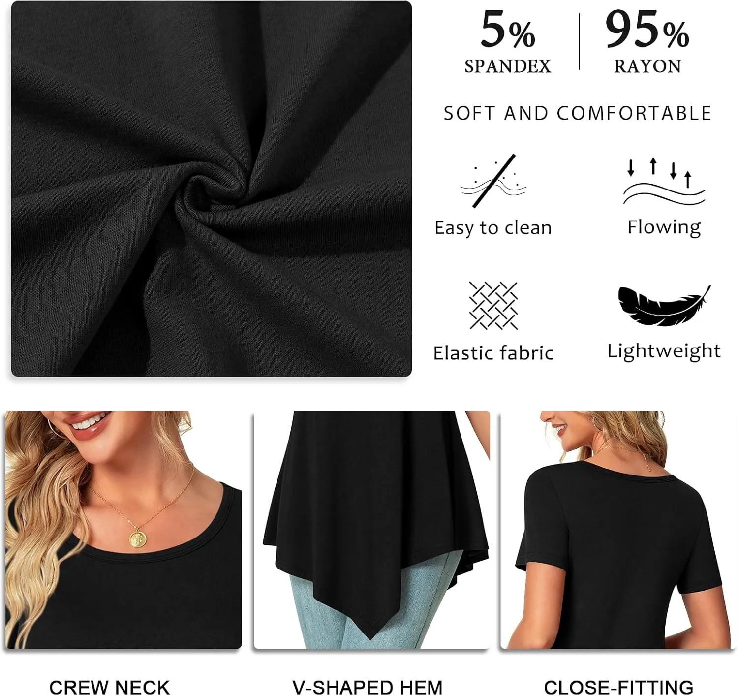 POPYOUNG Womens Summer Short Sleeve Tunic Asymmetrical Tops Casual Swing Blouse Shirts