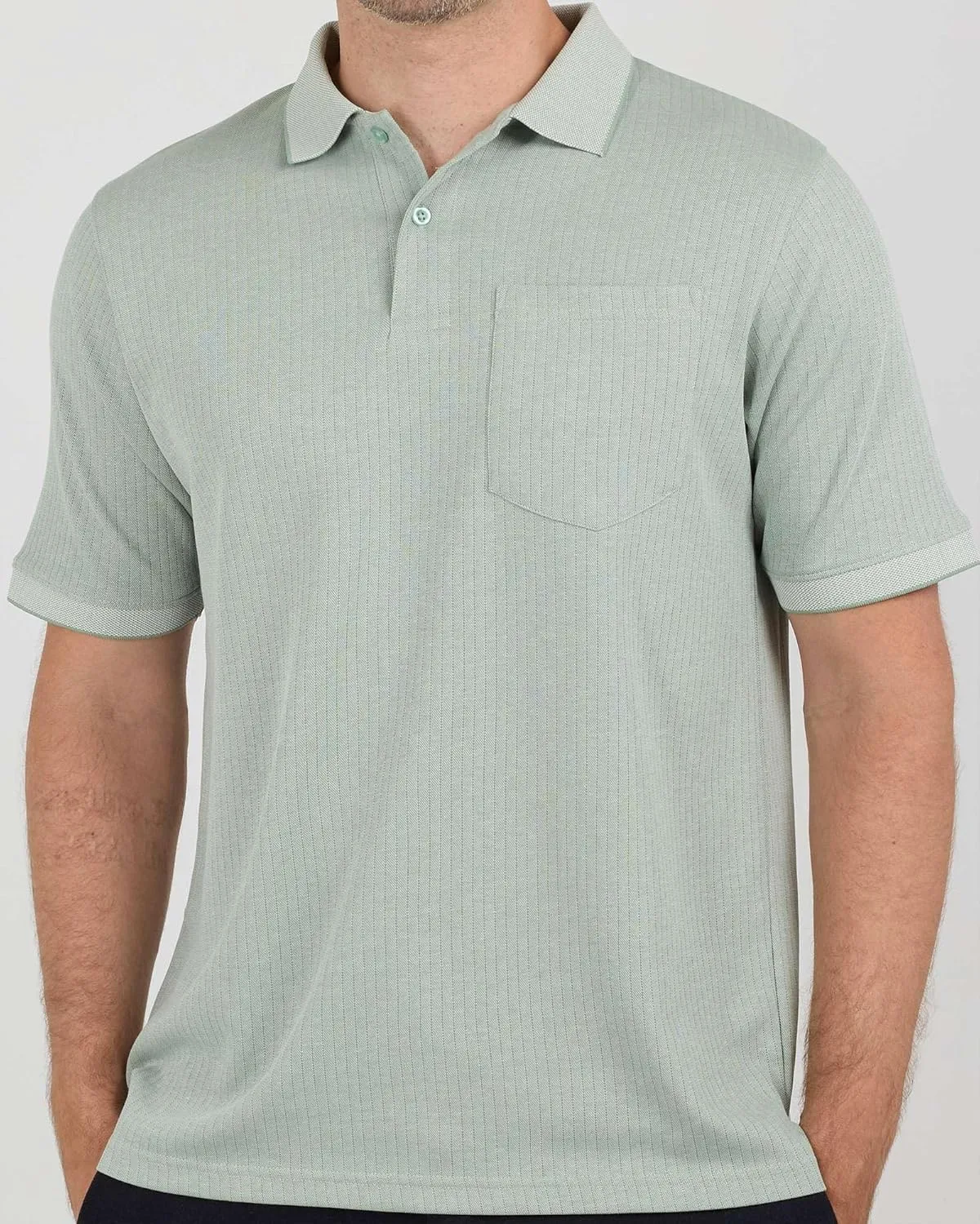 Real Essentials 3 Pack: Men's Regular-Fit Ribbed Polo Shirt with Pocket (Available in Big & Tall)