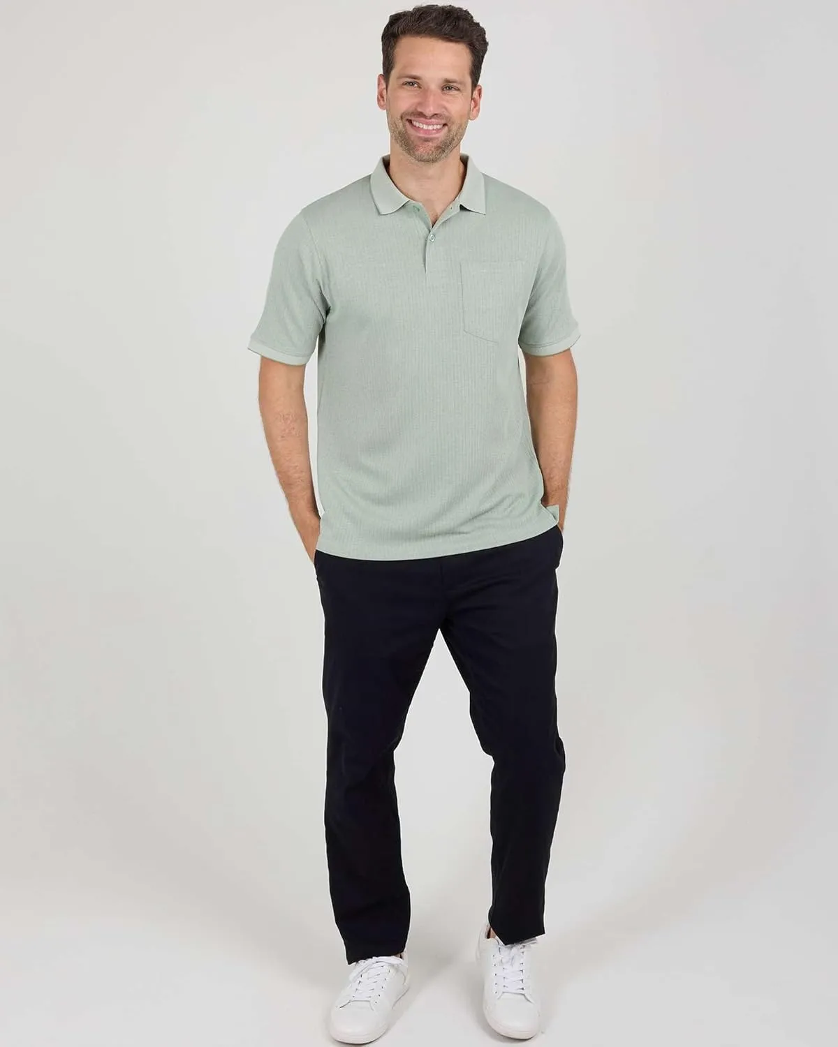 Real Essentials 3 Pack: Men's Regular-Fit Ribbed Polo Shirt with Pocket (Available in Big & Tall)