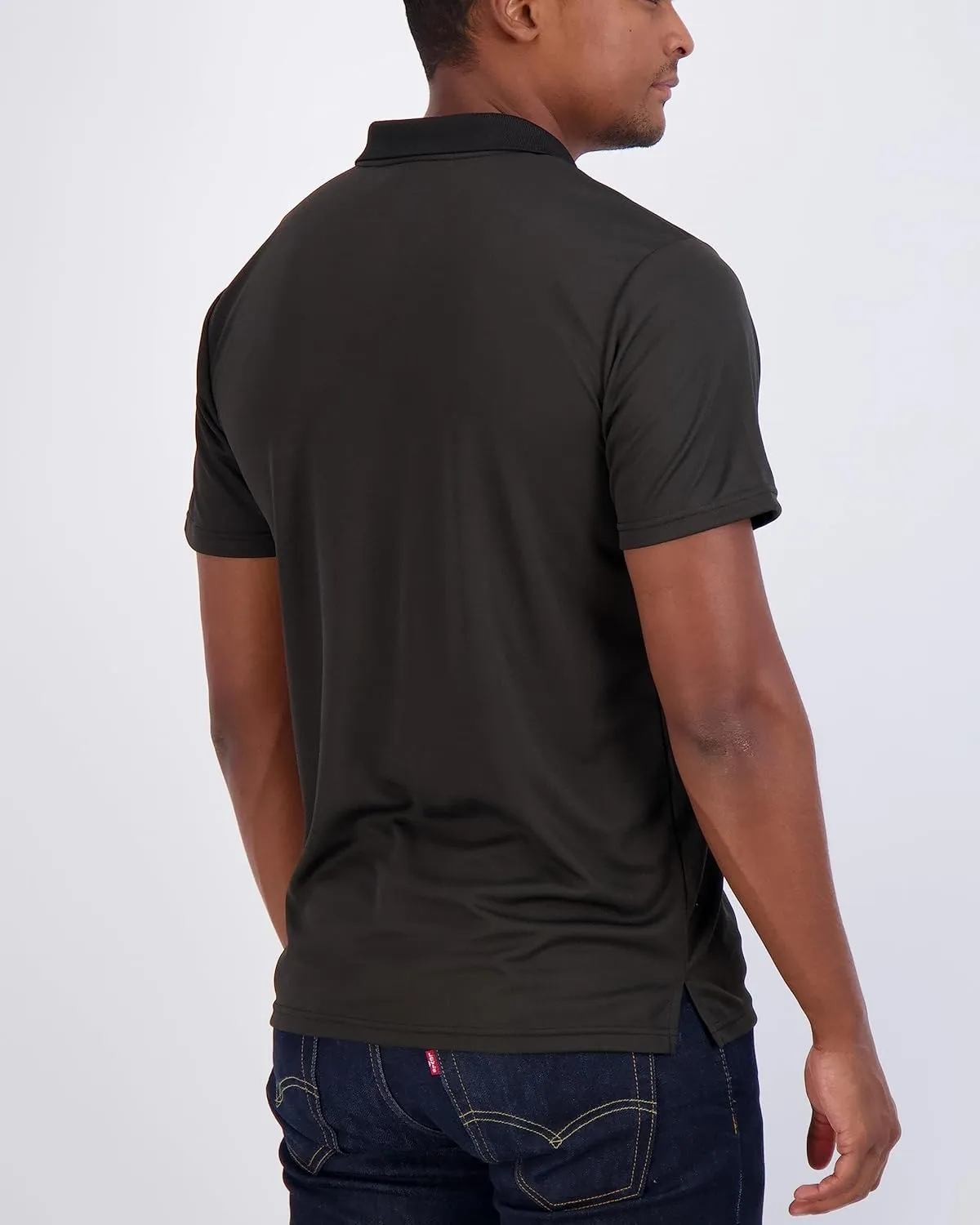 Real Essentials 3 Pack: Mens Short Sleeve Dry-Fit Collared Polo Shirt with Pocket - Active Casual (Available Big & Tall)