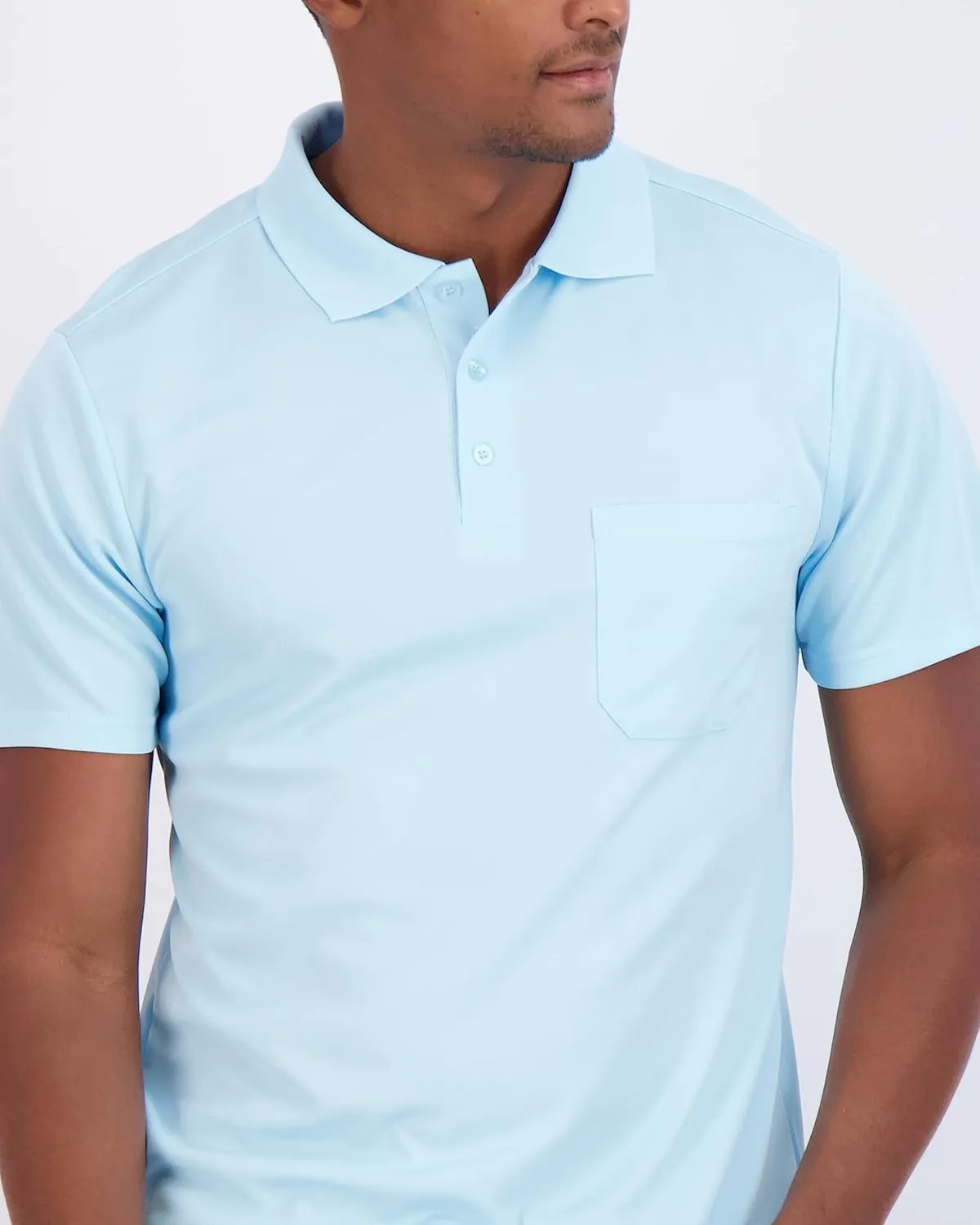 Real Essentials 3 Pack: Mens Short Sleeve Dry-Fit Collared Polo Shirt with Pocket - Active Casual (Available Big & Tall)