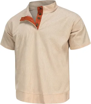 RTTUIOP Collared Shirt Men Polo Shirts Short Sleeve V Neck Button Down Casual Quick Dry Moisture Wicking Slim Fit Golf Shirts