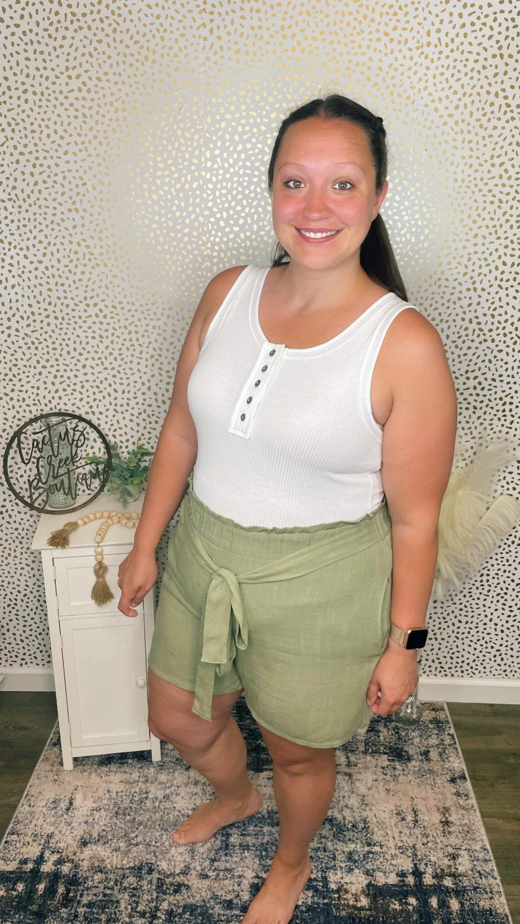 Sage Linen Paperbag Shorts