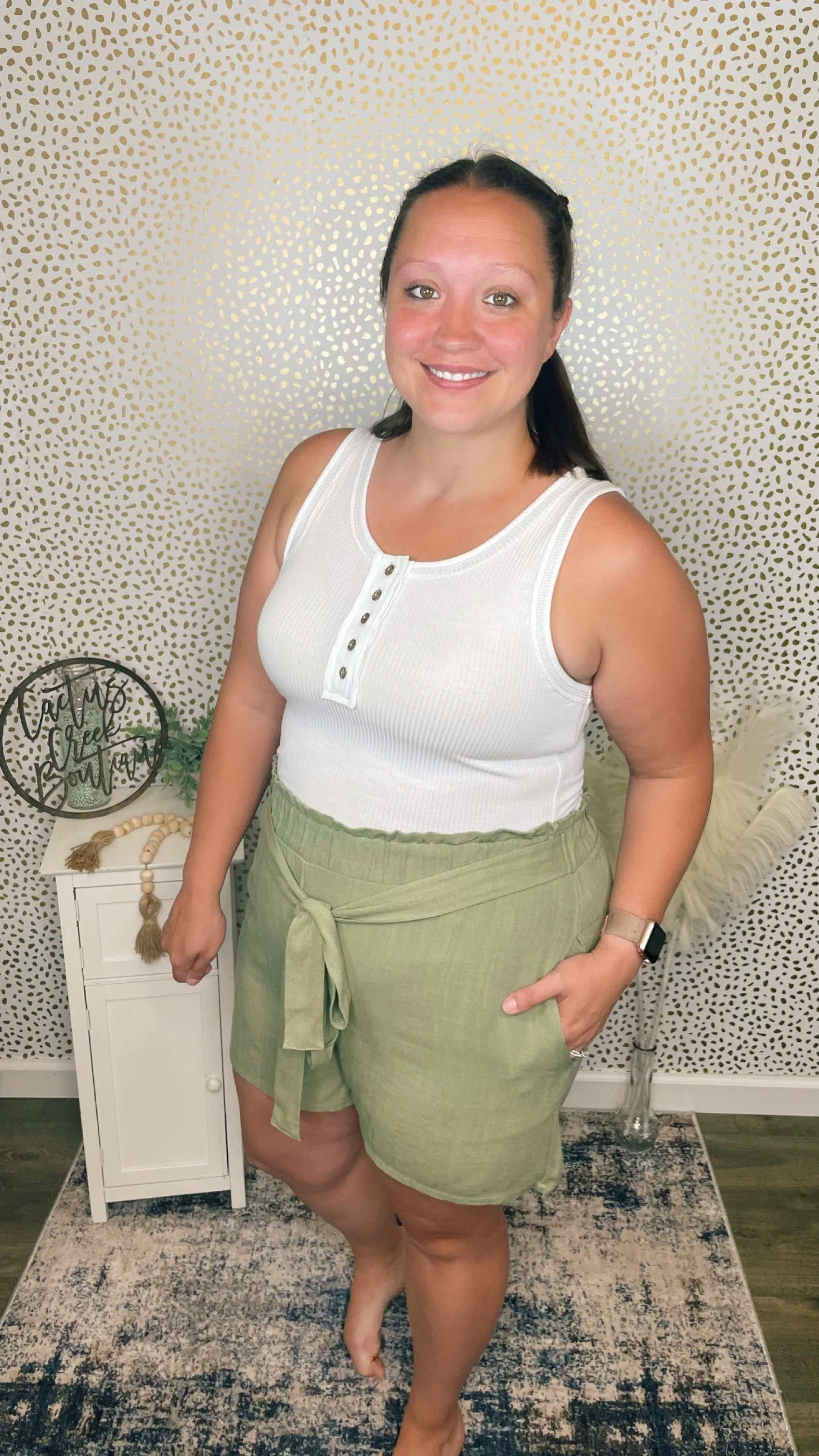 Sage Linen Paperbag Shorts