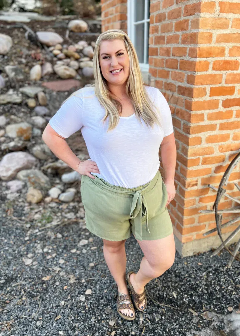 Sage Linen Paperbag Shorts