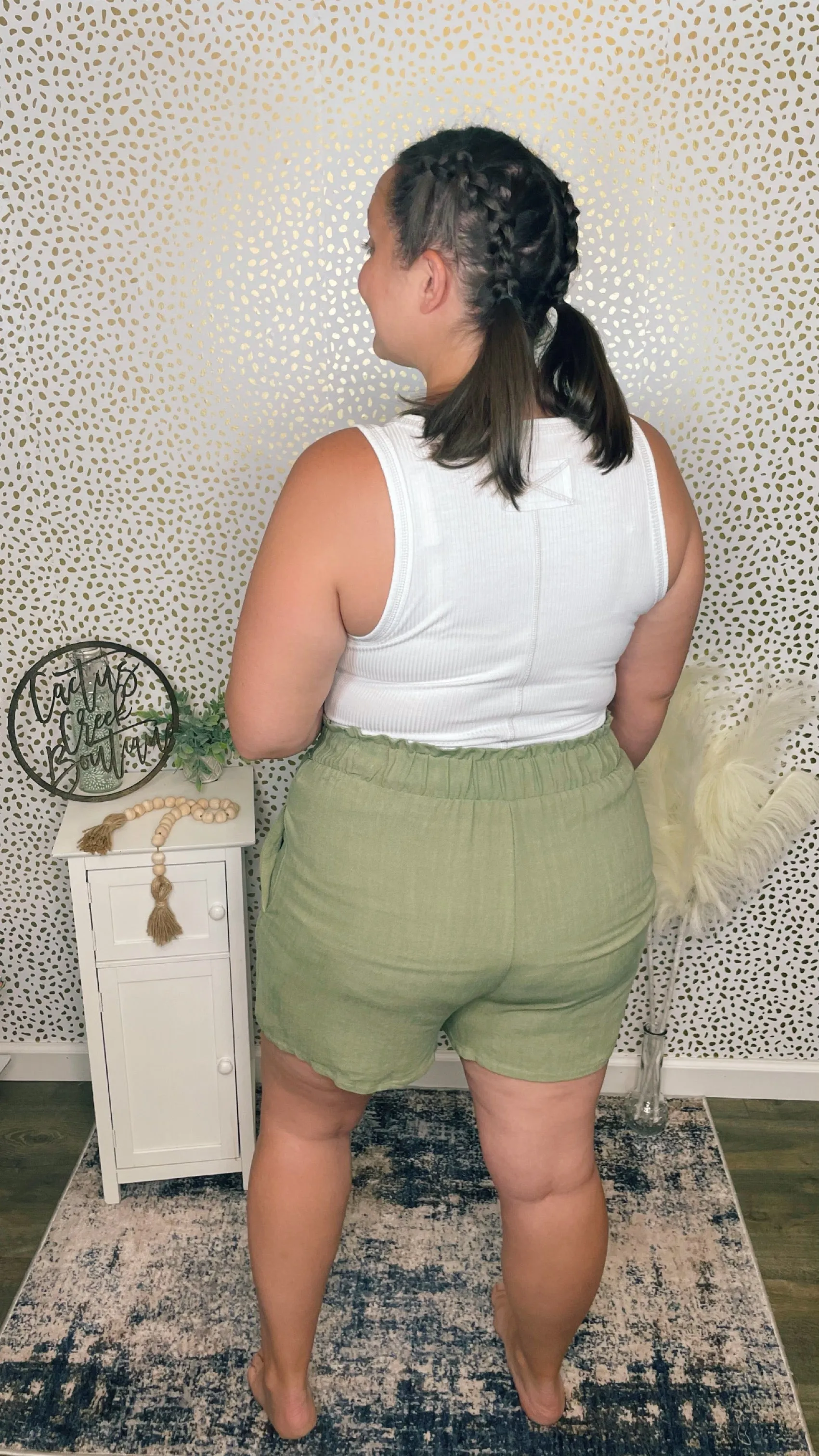 Sage Linen Paperbag Shorts