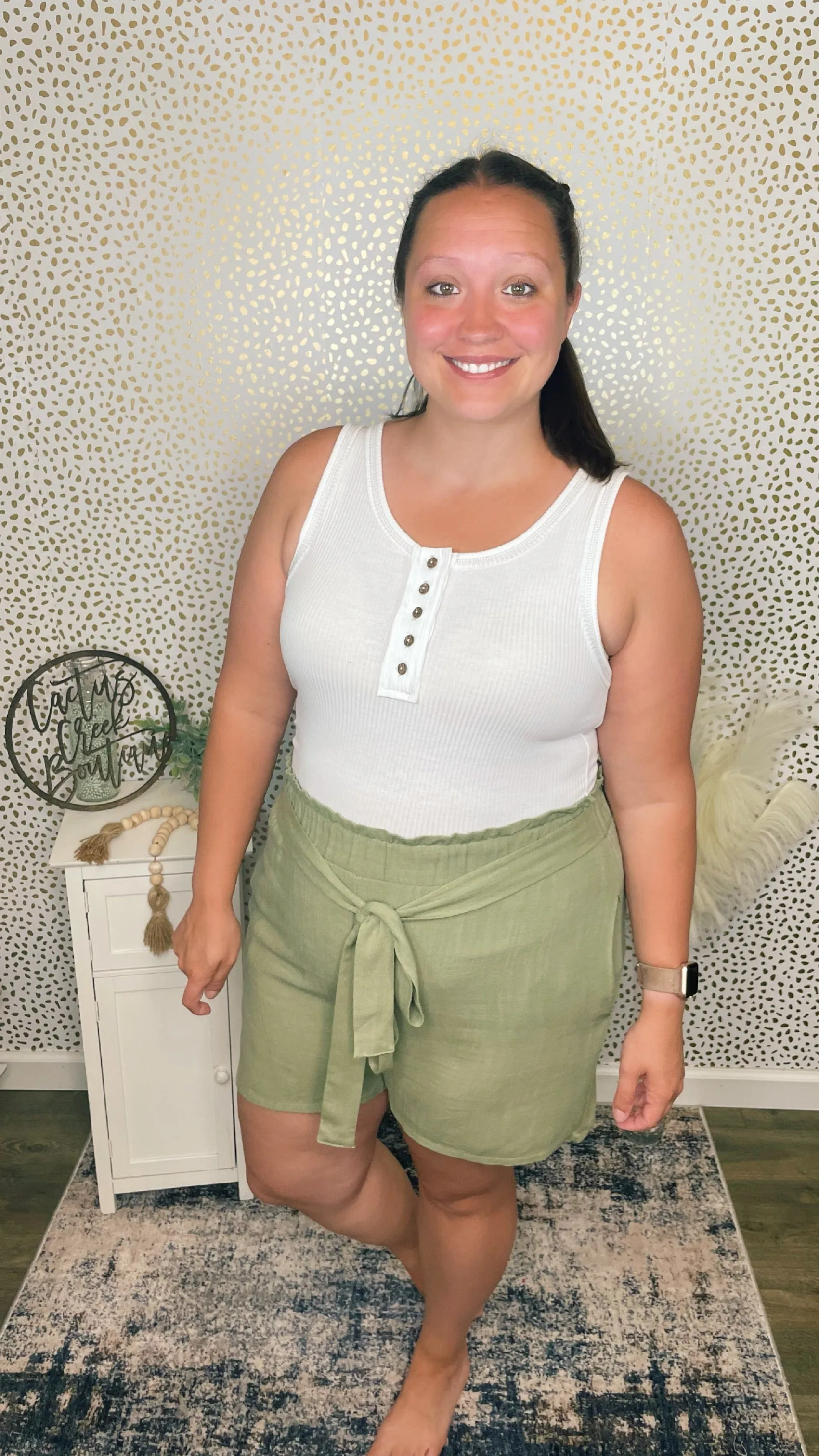 Sage Linen Paperbag Shorts