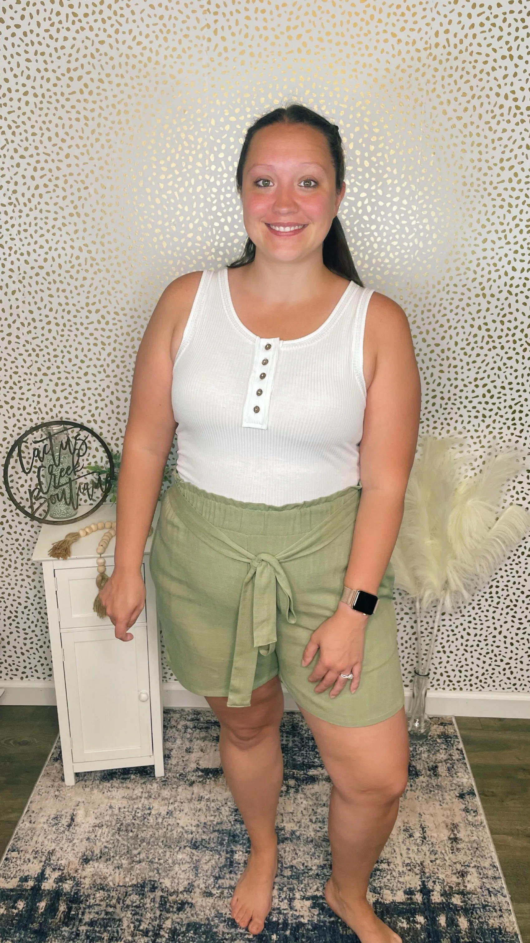Sage Linen Paperbag Shorts