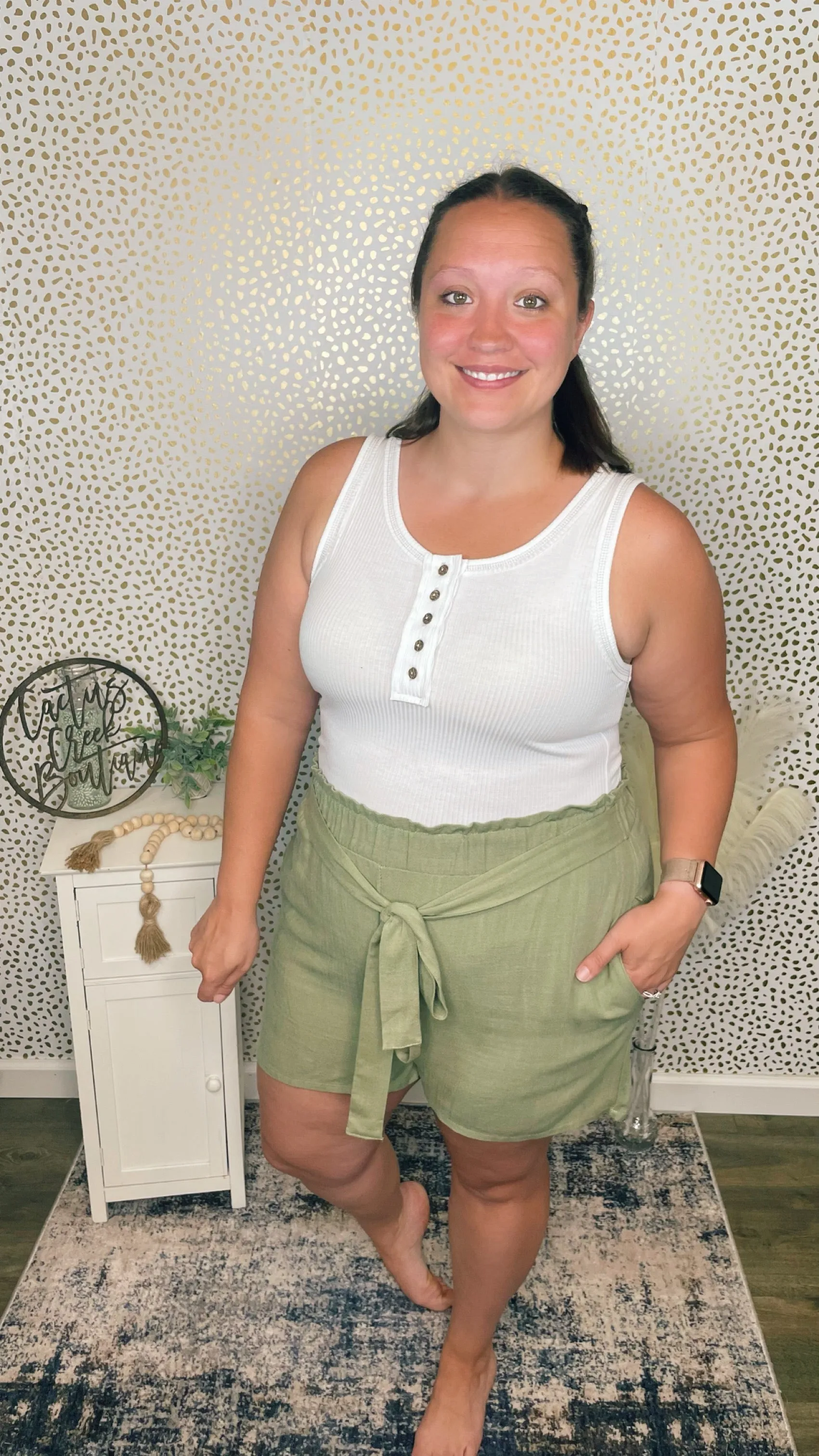 Sage Linen Paperbag Shorts