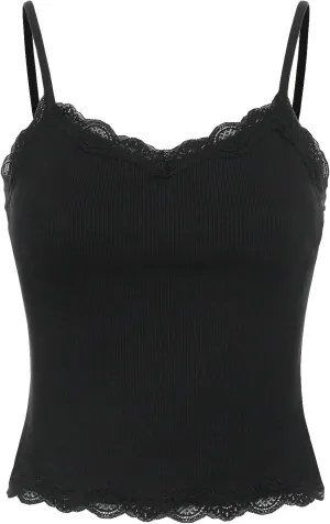 SOLY HUX Girl's Sleeveless Lace Trim Camisoles Spaghetti Strap Ribbed Crop Tank Tops