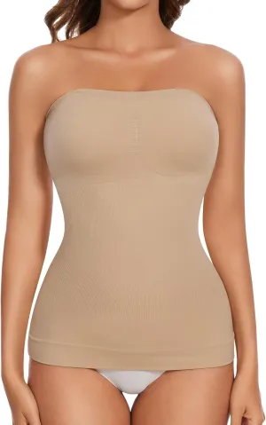 Strapless Shapewear Tank Tops for Women Tummy Control Cami Shaper Compression Camisole Slimming