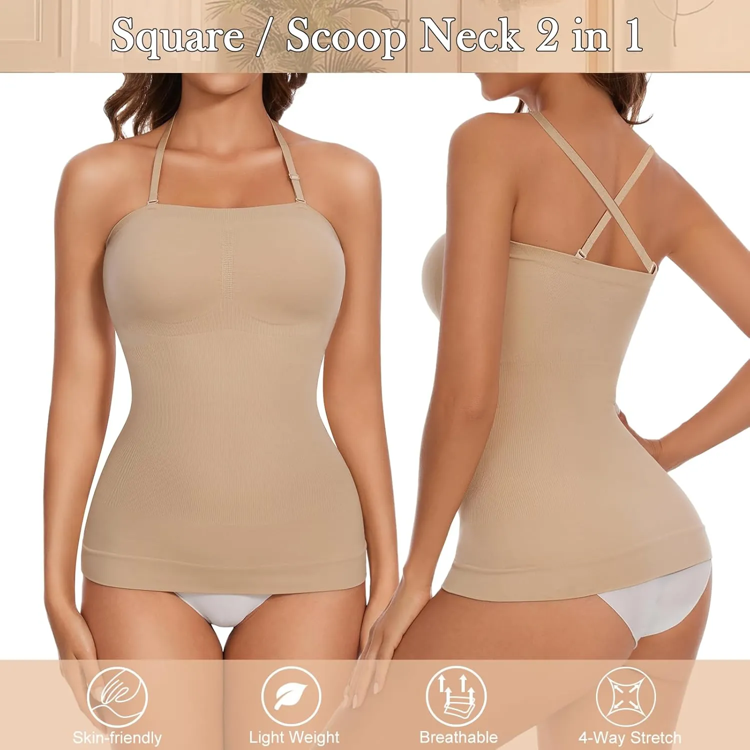 Strapless Shapewear Tank Tops for Women Tummy Control Cami Shaper Compression Camisole Slimming