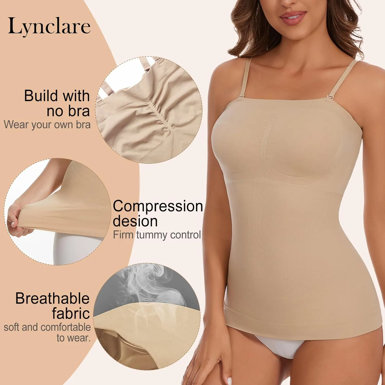 Strapless Shapewear Tank Tops for Women Tummy Control Cami Shaper Compression Camisole Slimming