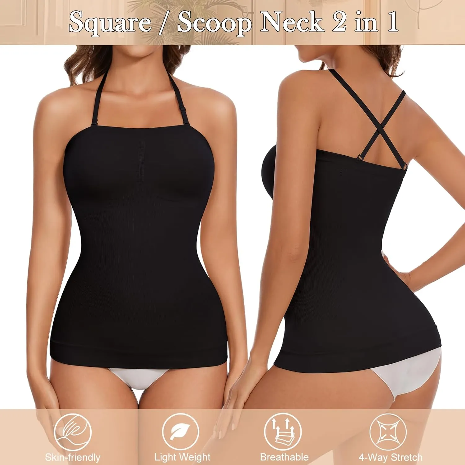 Strapless Shapewear Tank Tops for Women Tummy Control Cami Shaper Compression Camisole Slimming