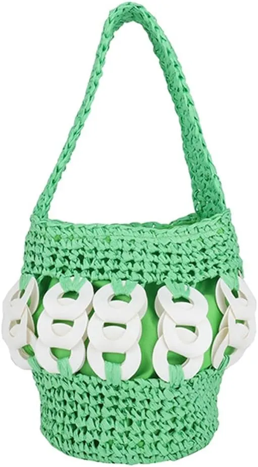 Straw Bucket Hobo Bag for Women Tote Bag Summer Vacation Beach Handbags Boho Bohemian Style Shoulder Purse 2025
