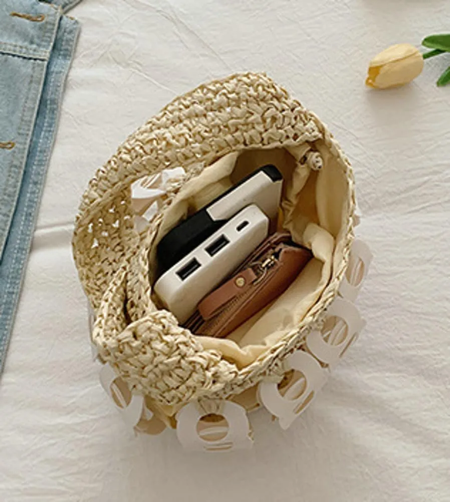 Straw Bucket Hobo Bag for Women Tote Bag Summer Vacation Beach Handbags Boho Bohemian Style Shoulder Purse 2025