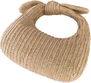 Straw Clutch Purse, Summer Beach Bag Dumpling Evening Clutch Handbags Knotted Straw Bag Bows Polyester Bag for Women Formal Party Wedding