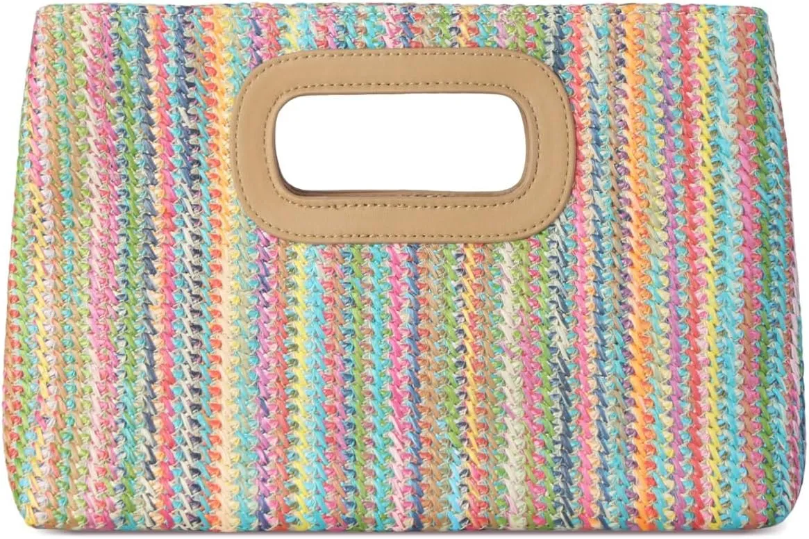 Straw Clutch Purses for Women with Top Handle,Summer Evening Handbag Shoulder Crossbody Purse with Gold Chain