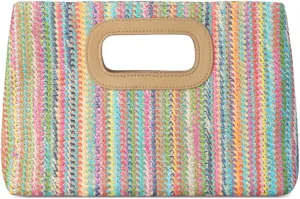 Straw Clutch Purses for Women with Top Handle,Summer Evening Handbag Shoulder Crossbody Purse with Gold Chain
