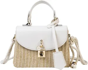 Straw Crossbody Bag for Women Summer Straw Rattan Wicker Purses Mini Beach Woven Handbags Shoulder Bag 2025