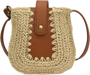 Stylish Straw Beach Bag Shoulder Tote Handbag Crossbody Bag Woven Handmade Summer Bag for Travel Vacation