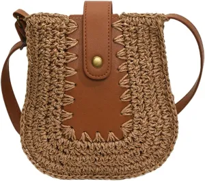 Stylish Straw Beach Bag Shoulder Tote Handbag Crossbody Bag Woven Handmade Summer Bag for Travel Vacation
