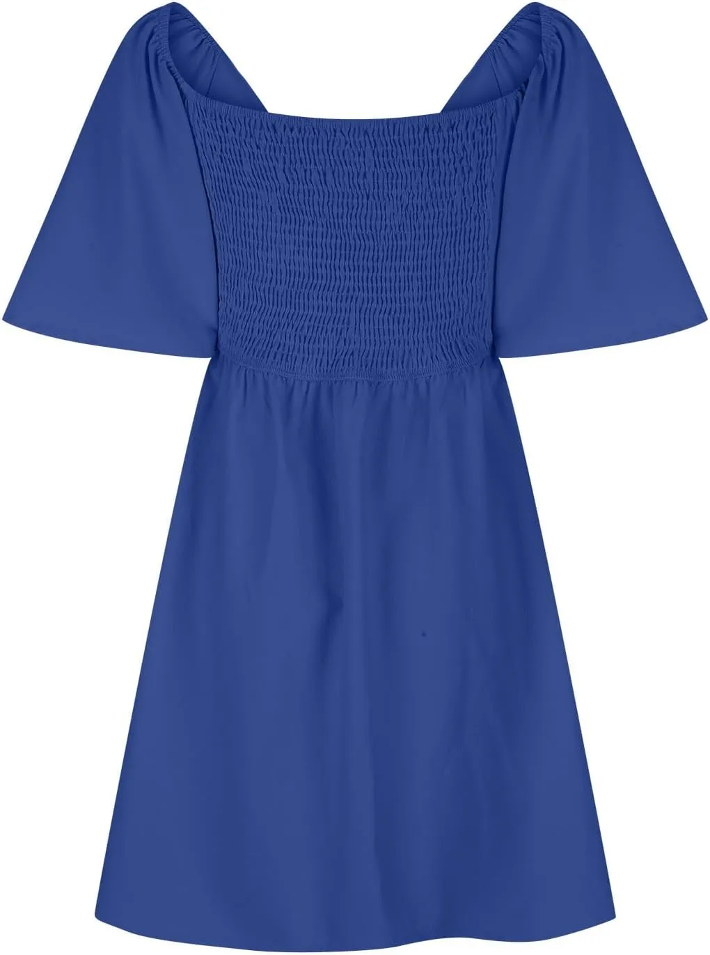 Summer Dress for Women 2024 Casual Short Sleeve Bow Tie V Neck Ruffle Mini Solid Color Flowy Dresses, Large, Black