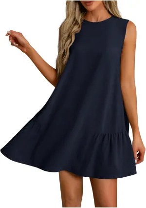 Tank Dresses for Women 2025 Solid Color Flowy Beach Sundresses Casual Vacation Summer Trendy Clothing