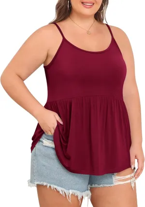 TIANZHU Plus Size Tank Tops for Women Loose Flowy Camisoles 2024 Summer Shirt