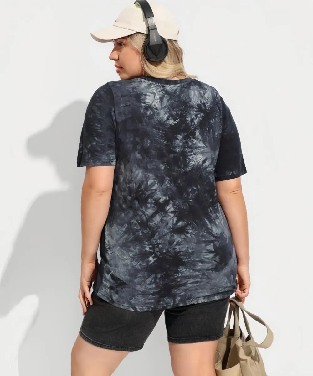 TIYOMI Women Plus Size Tops Basic Summer Shirts Short Sleeve Crewneck Tunics Casual T-Shirt Loose Fits XL-5XL