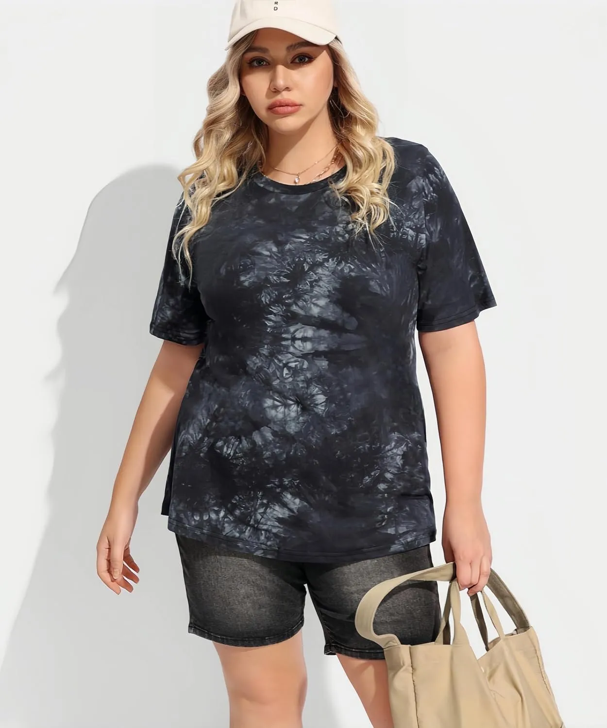 TIYOMI Women Plus Size Tops Basic Summer Shirts Short Sleeve Crewneck Tunics Casual T-Shirt Loose Fits XL-5XL