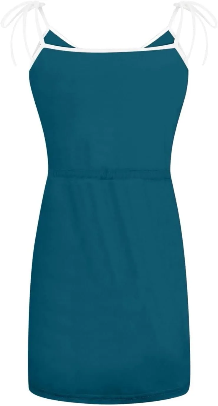 TWGONE Summer Dresses for Women 2024 Sleeveless Sexy Beach V-Neck Fringe Printed Strapless Sun Dress