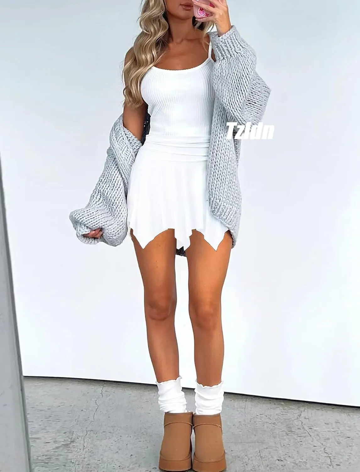 TZLDN Womens Flowy Mini Skirt with Shorts Fairy Y2K Asymmetrical Pirate Skort Trendy Sexy Rave Festival Outfits Going Out