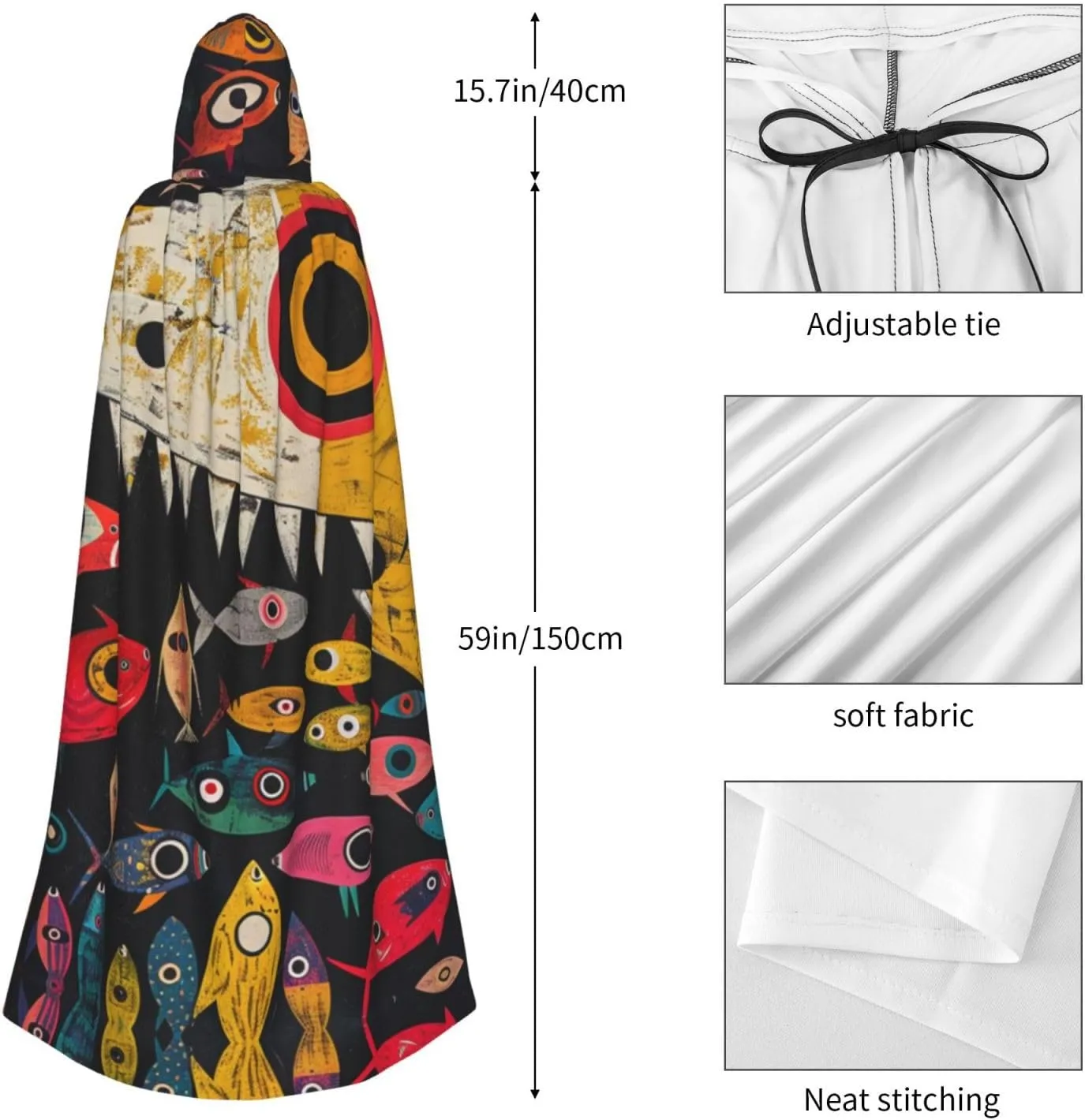 Universe Adult Hooded Costume Cloak, Halloween Long Cape with an Oversized Hooded Cloak for Party Cosplay
